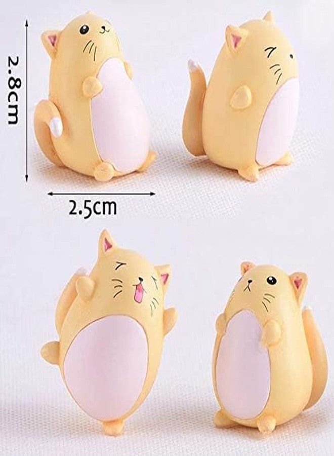 BHOOLU&GOOLU Resin Cute Mischievous Cat Figurines Miniature for Ornamental Decor- Yellow, Small (4pcs/Set) - Image 2
